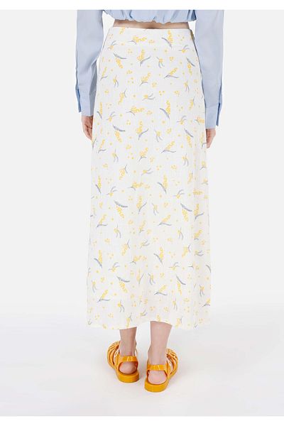 Colin's Midi Skirt Floral Zippered Women's White Skirt