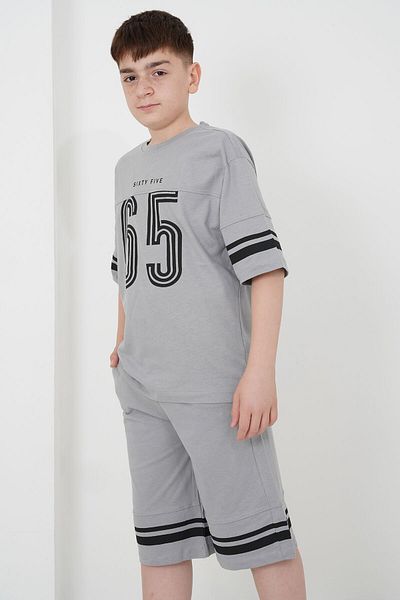 HayKids Boy's Two Thread Fabric Crew Neck Printed Shorts Suit