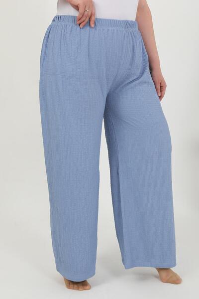 Akbeniz Pantaloni largi pentru femei 210076 Albastru