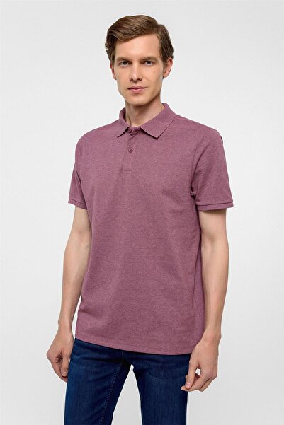 SÜVARİ Dark Claret Red Regular Dobby Polo Neck T-Shirt