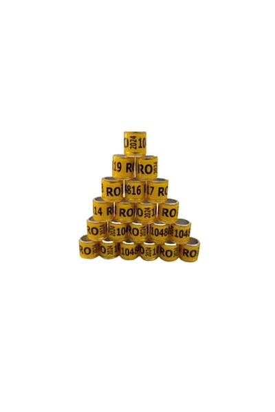 OEM Set of 100 pigeon rings 2024 RO, 8mm aluminum, yellow color