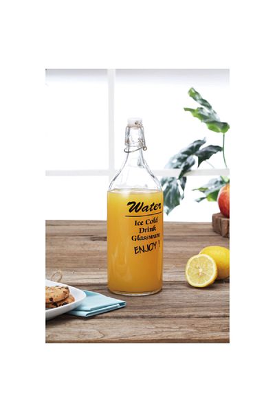Bien Servi Durable and Elegant Wide Glass Jug with Clip Lid Clear