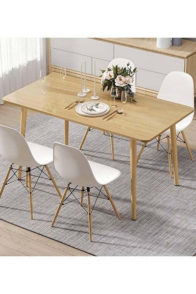 Taimi Wooden Modern Square Dining Table, Solid Wood for Kitchen, Dining Room, Living Room 120x60x73cm