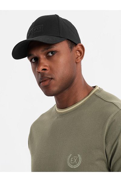 OMBRE Herren-Baseballkappe mit Schirm und rechteckigem Patch - schwarz V1 OM-ACCS-0104
