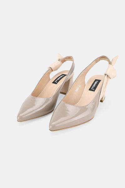 TUNAELLİ Women's Mink Patent Leather Genuine Leather 34-35-41 Number Heeled Open Back Shoes
