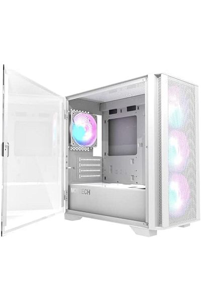 MONTECH Air 100 ARGB - علبة برج Micro ATX - لوحة جانبية زجاجية منحنية - بدون مصدر طاقة - أبيض - أمريكي