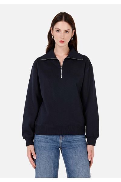 Colin's Dámská námořnická modrá mikina Regular Fit na zip s výšivkou