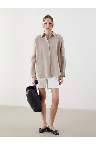 LC Waikiki Cămașă oversize de in pentru femei