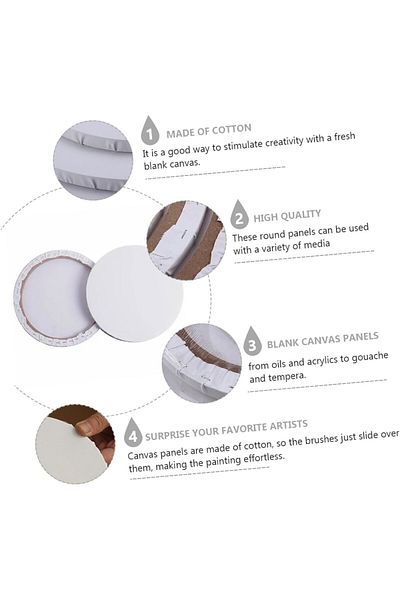 Generic 30cm Stretched Canvas Wood Frame Cotton Panels Round For Painting