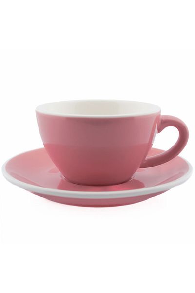 MIBRU Coffee ceramic cup with plate 350ml pink