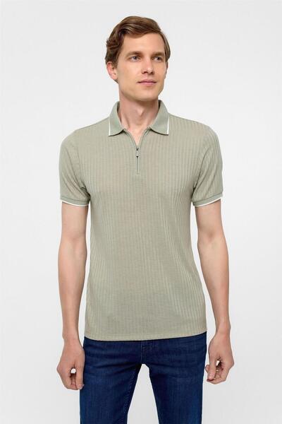SÜVARİ Khaki Slim Fit Polo Neck T-Shirt