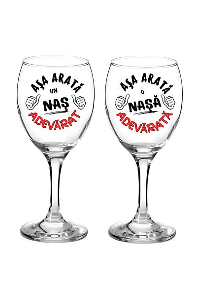 OEM Pahare vin pentru viitori nasi, 25 cl, ideal cadou pentru nasii de nunta