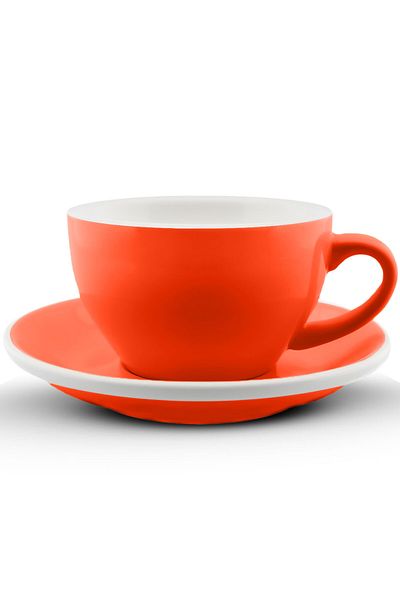 MIBRU Coffee ceramic cup with plate 350ml orange