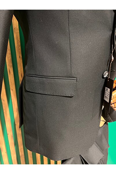 cemden Erkek Siyah Regular Fit Sivri Yaka Takım Elbise