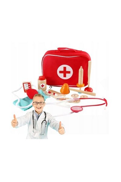 indiggo Set de Joaca, Trusa Medicala LittleDoctor cu Instrumente din Lemn
