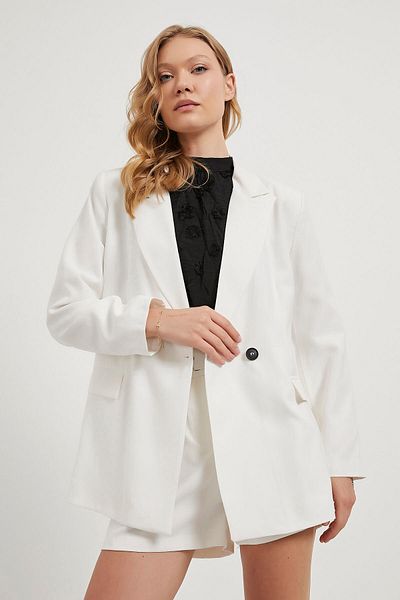 Arma Life Women's Loose Office Style Premium White Blazer Jacket