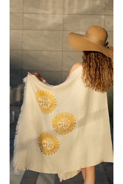 KASH 100% Natural Cotton Muslin Towel |   Peshtemal, Use as Shawl and Beach Towel 100X180Cm