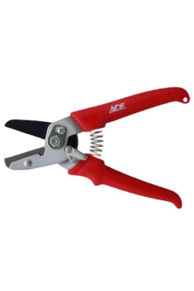 ACE Lightweight Anvil Pruner with Non-Slip Ergonomic Handle Red and Silver 1/2inch