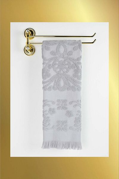 birizmoda Isabel Fringed Hand and Face Towel - Gray