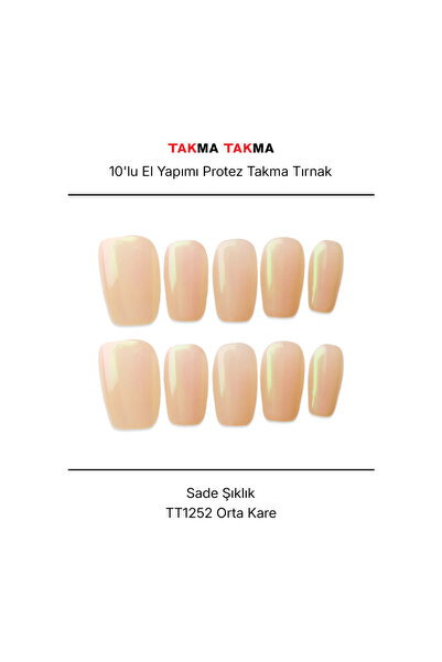 Takma Takma Tekrar Kullanılabilir El Yapımı Protez Takma Tırnak TT1252 - Sade...