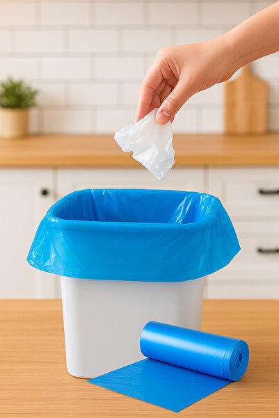Özkan Ambalaj Temizlik 55x60 Cm 5 Rulo 100 Adet Orta Boy Mavi Rulo Çöp Poşeti ( Tüm Çöp Kutuları İçin Uygundur )