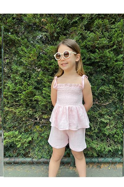 My Kids Wear Girl's Suit with Muslin Fabric Shorts