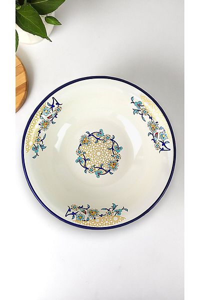 İnci Emaye 32 cm 3.5 Liter Enamel Basin Whisk and Mixing Bowl, Dough Basin. Fruit Bowl. Dower. Large Bowl