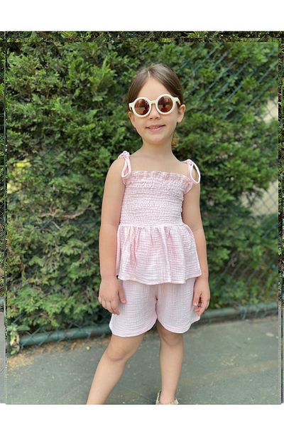My Kids Wear Girl's Suit with Muslin Fabric Shorts