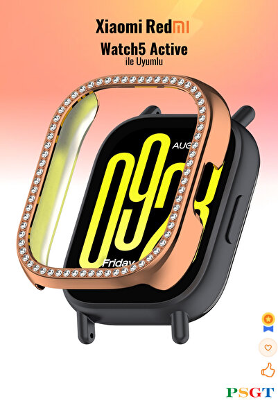 PSGT Xiaomi Redmi Watch5 Active Uyumlu Işıltılı Parlak Taşlı Diamond Kasa Kor...