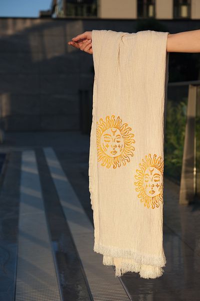 KASH 100% Natural Cotton Muslin Towel |   Peshtemal, Use as Shawl and Beach Towel 100X180Cm