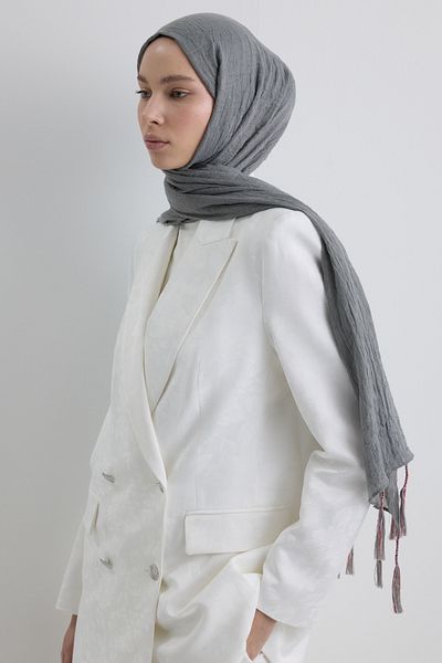 FENZA SCARF Drew Gray Bohemia Long Fringe Cotton Shawl