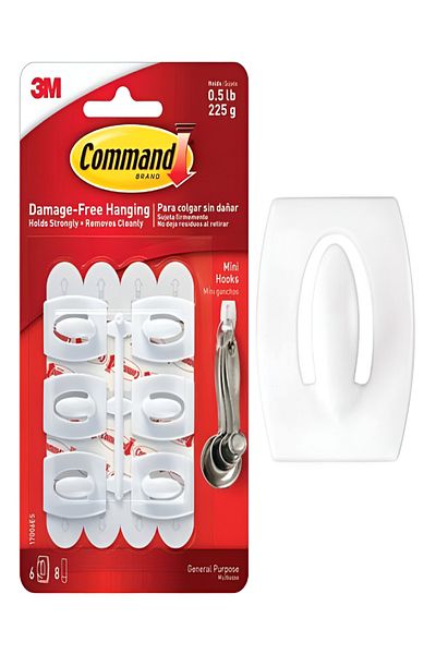 3M Command 6-Piece Mini Hooks with 8 Strips