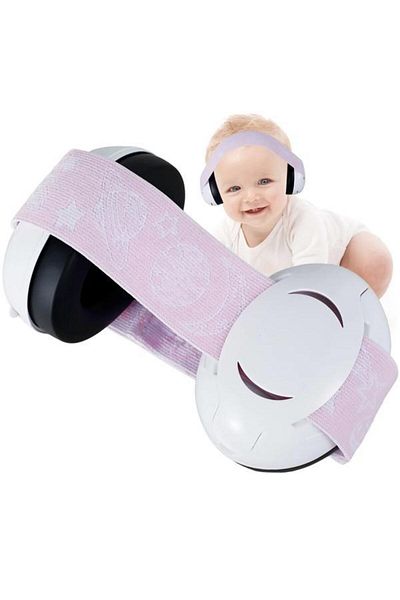 WePro Store Baby earmuffs 3-36 months, noise protection, safe fastening, elastic headband, pink white