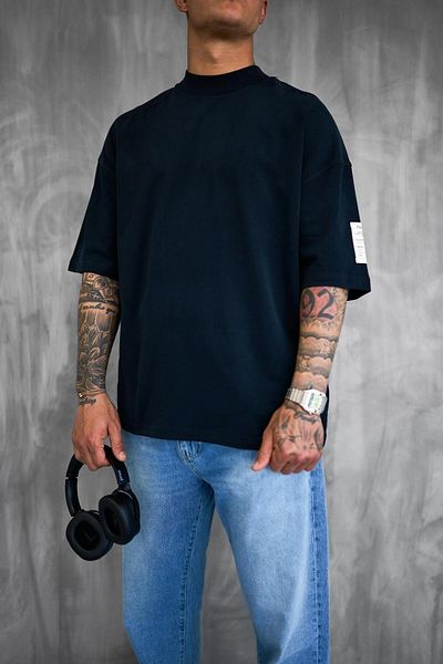 ablukaonline Ανδρικό μπλουζάκι Oversize με λαιμόκοψη μαύρο
