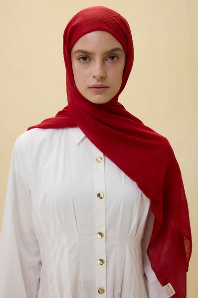 FENZA SCARF Lilyum Dark Red Fringe Tassel Cotton Shawl