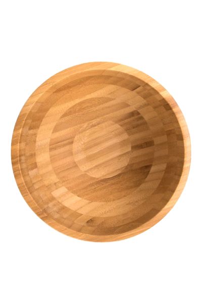 Bien Servi Durable Easy Cleaning Round Shaped Bamboo Salad Bowl Brown Medium