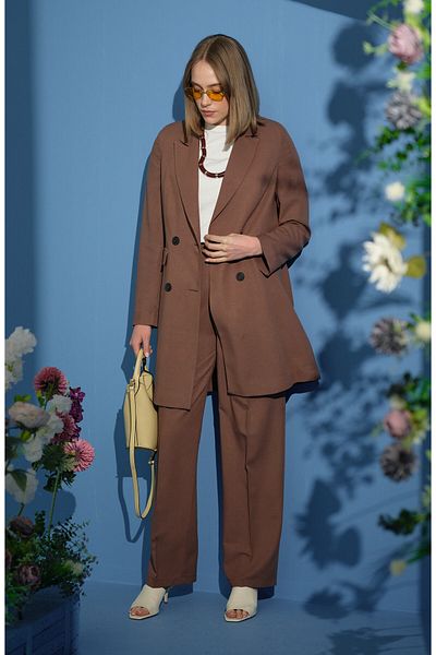 Fatma Atasoy Linen Brown Palazzo Suit