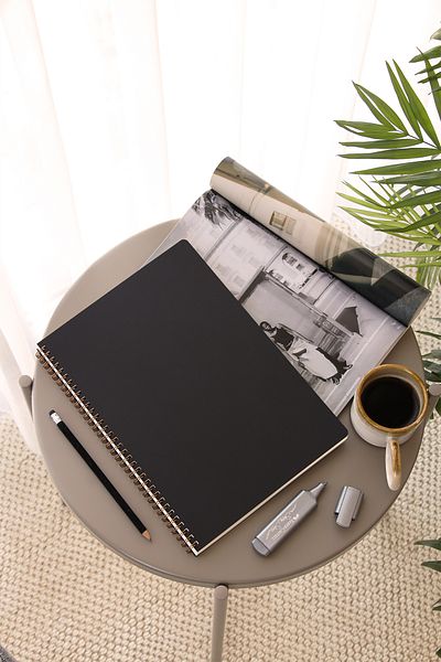 PAPERORA A4 Black Kraft Cardboard Cover 70 Sheets 110 Grams Plain Unlined Notepad