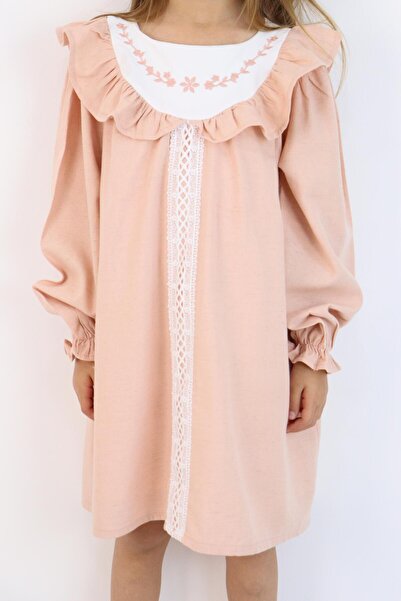 MiaBaby Λινό φόρεμα με λεπτομέρεια κεντήματος 1-8 ετών