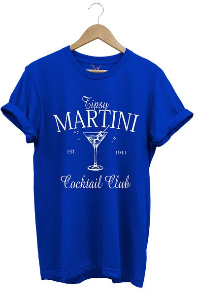 WİDİ Tipsy Martini Cocktail Club Design Τυπωμένο Old Money Y2k 100% βαμβακερό μπλουζάκι Premium με κανονική εφαρμογή