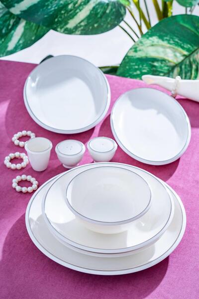 ACAR Wilhide 12 Kişilik 54 Parça Porselen Yemek Takımı