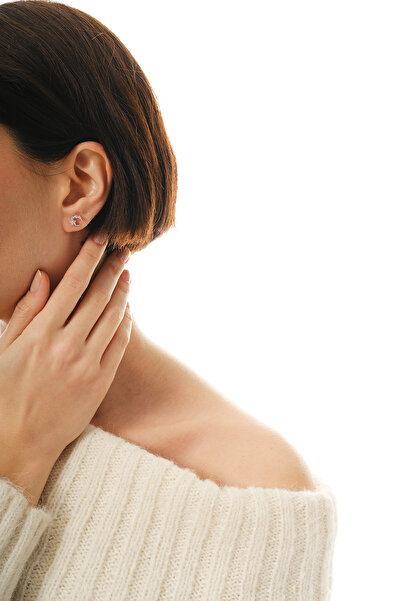 jingle bells Yıldız Taşlı 925 Ayar Gümüş Ay Küpe Rodyum