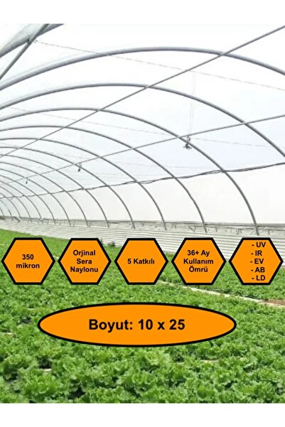 MRT PLASTİK Sera Naylonu, 36 Aylık, 5 Katkılı, 350 Micron 10x25 Şeffaf Sera Ö...