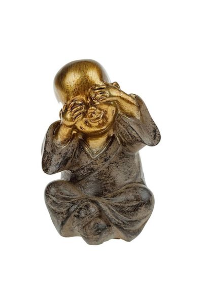 OEM Decorative Figurine, Monk Model, Ceramic, Bronze-Gold Color, 16cm