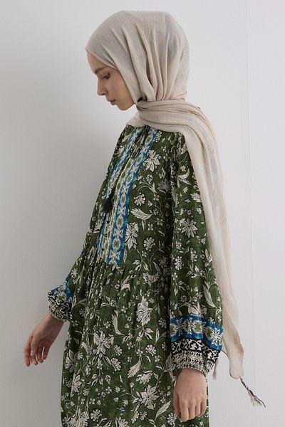FENZA SCARF Brice Sand Beige Long Fringe Tassel Cotton Shawl