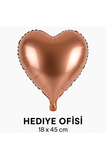 hediyeofisi Rose Gold Kalp Folyo Balon 18x45 cm | Parti, Nişan, Doğum Günü ve...