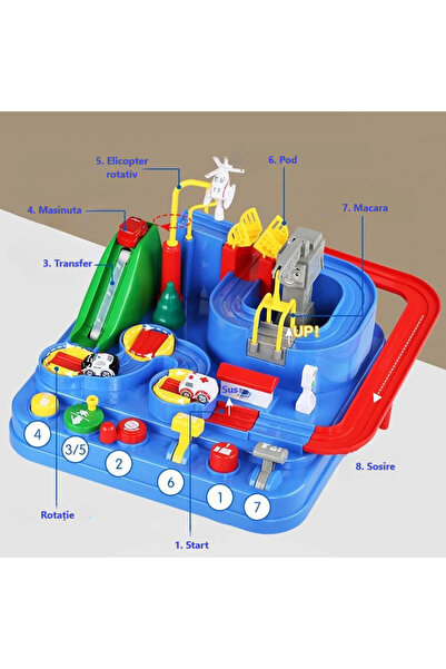 LUDIRO Pista de Curse cu Obstacole, 2 Masinute de Aventura, 6 Butoane cu Functii