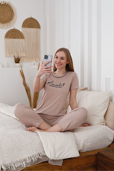 FORVENS Γυναικείο άνετο σετ πιτζάμες με κοντό μανίκι & μακρύ κάτω μέρος