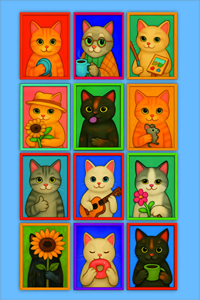 UNT Set de pictură din pisică piese, pisică bucăți, cu cadru, set de pictură ...