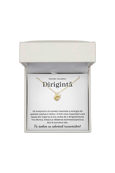 The Jewel Heart Colier Cadou pentru Dirigintă – Design Lebădă, Argint Placat cu Aur, Cutie Premium
